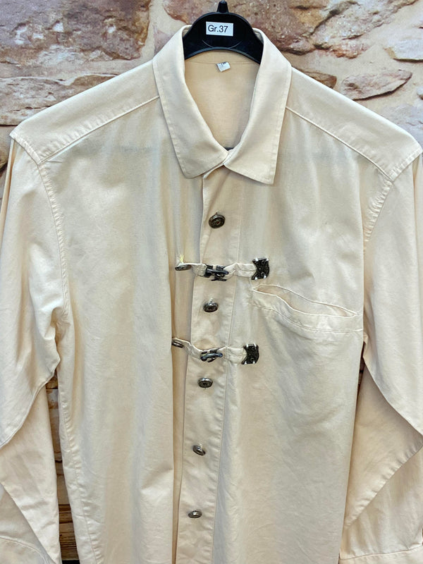 Vintage Trachtenhemd Herren – Cremeweiß – Gr. 37/38