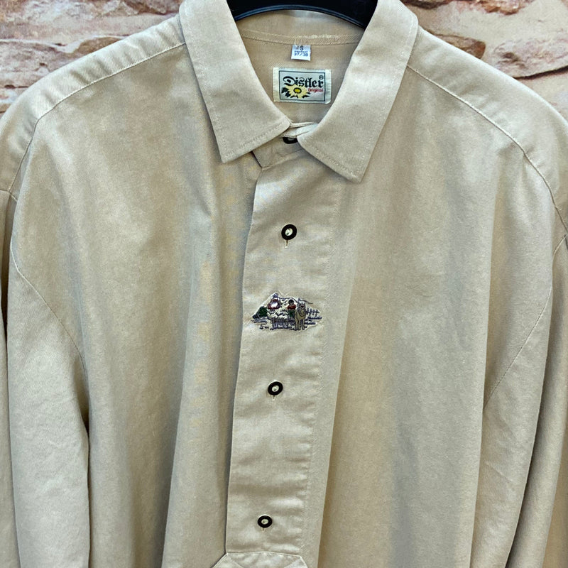 Vintage Trachtenhemd Herren – Beige – Gr. 37/38