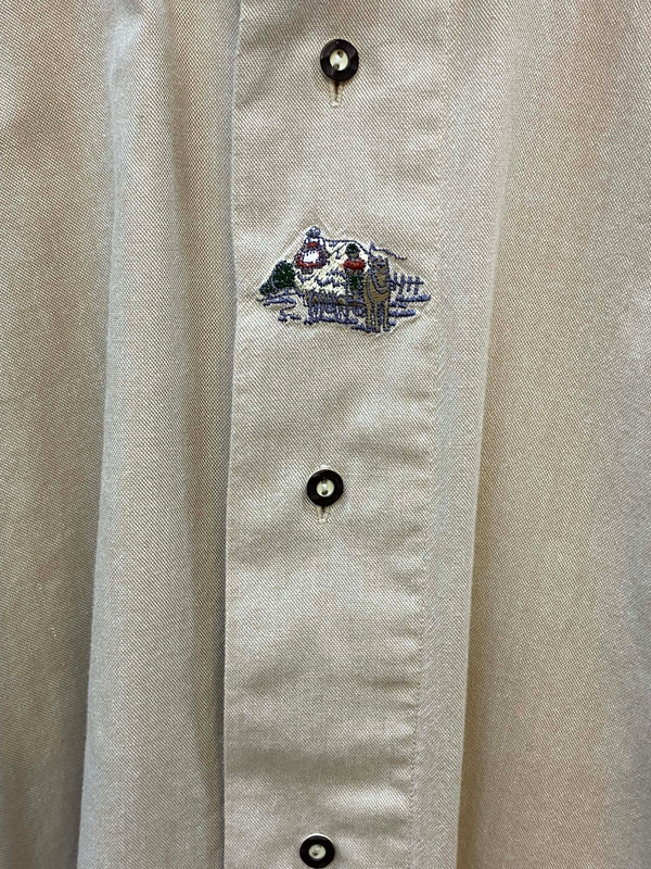 Vintage Trachtenhemd Herren – Beige – Gr. 37/38