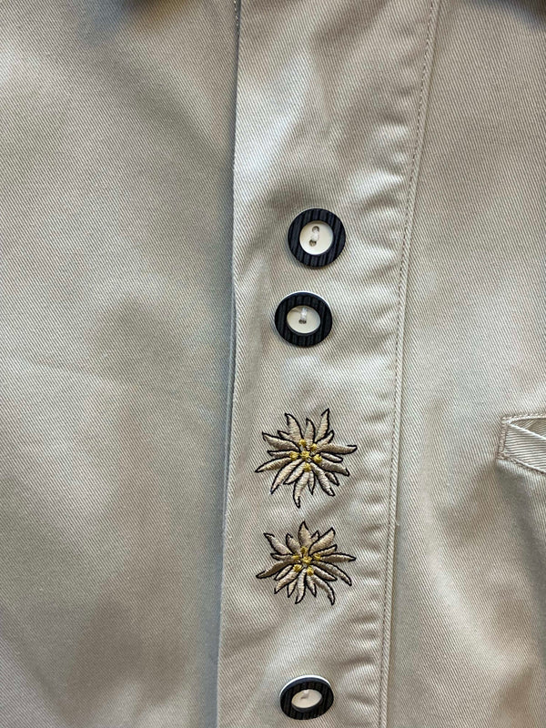Vintage Trachtenhemd Herren – Hellbeige – Gr. 40