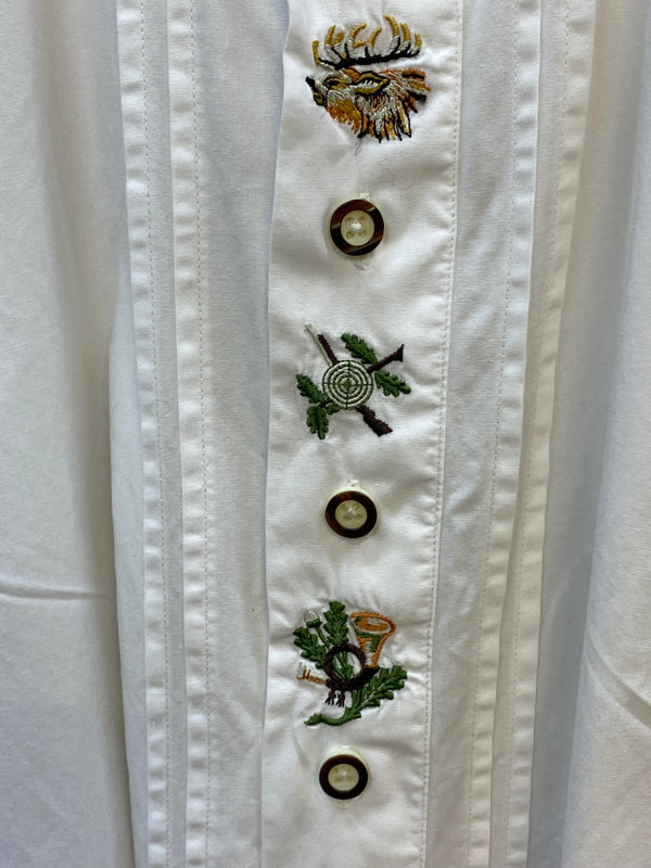 Vintage Trachtenhemd Herren – Weiß – Gr. 40