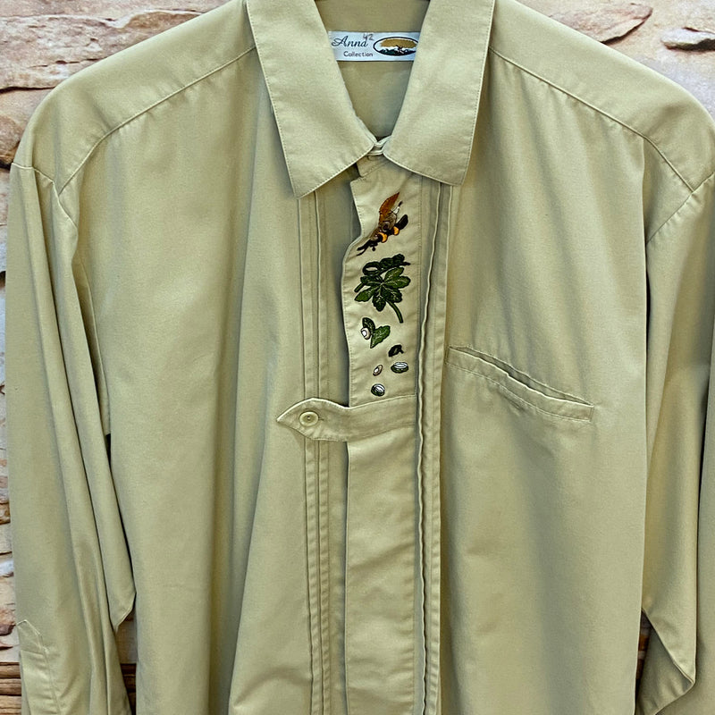 Vintage Trachtenhemd Herren – Beige – Gr. 42