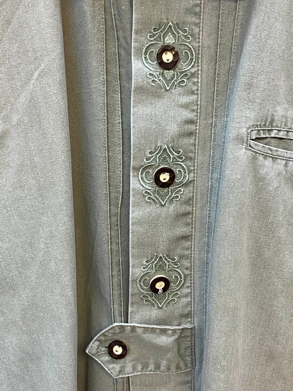 Vintage Trachtenhemd Herren – Salbeigrün – Gr. L 42