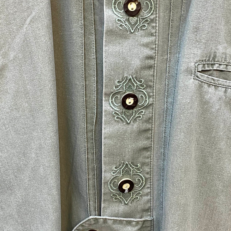 Vintage Trachtenhemd Herren – Salbeigrün – Gr. L 42