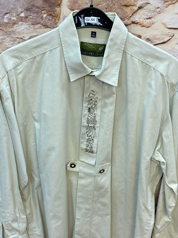 Vintage Trachtenhemd Herren 44 – Hellgrün mit feiner Stickerei, Ansicht 2