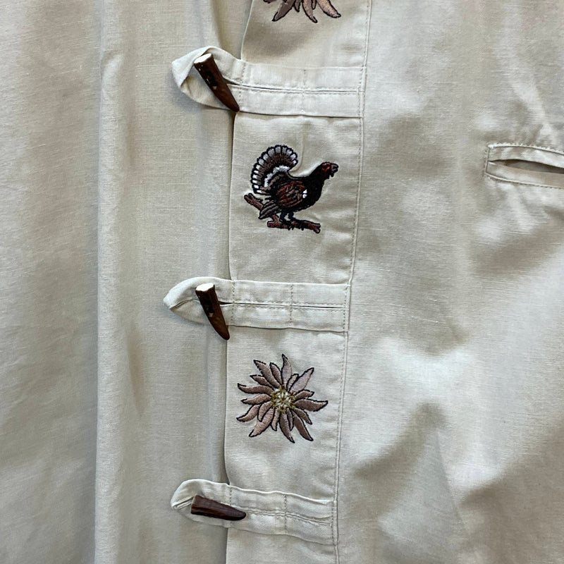 Vintage Trachtenhemd Herren Gr. 44 – hellgrün mit Edelweiß & Hirsch Stickerei, Ansicht 3