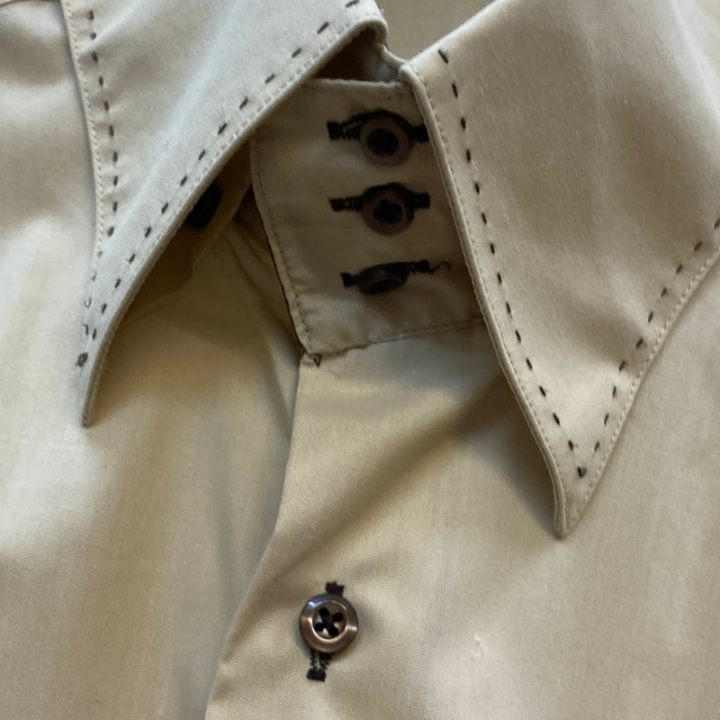 Vintage Hemd Herren Gr. 44 – hellbeige Slim Fit Baumwolle