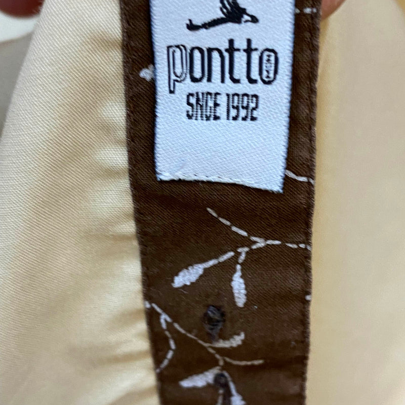 Vintage Hemd Herren Gr. 44 – hellbeige Slim Fit Baumwolle