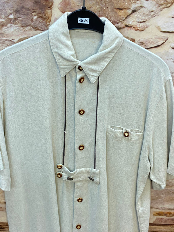 Vintage Trachtenhemd Creme Gr. 39 Herren