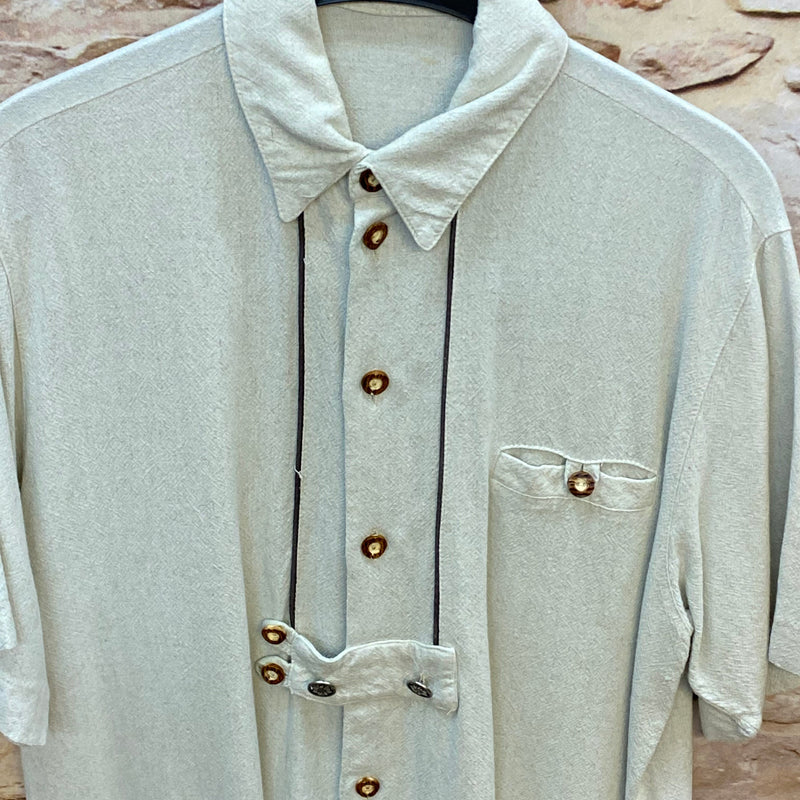 Vintage Trachtenhemd Creme Gr. 39 Herren