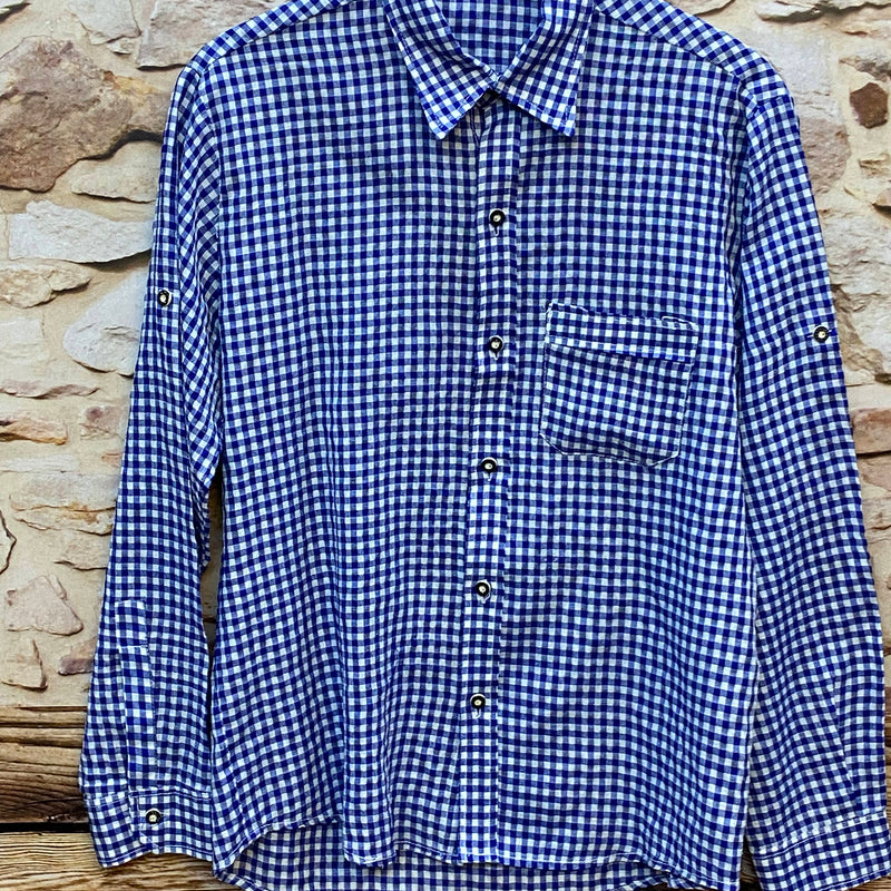 „Trachtenhemd Herren blau kariert Größe 40“
