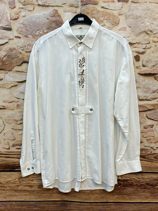 „Weißes Trachtenhemd Herren Größe 43 XL von Country Fashion mit Stickerei“