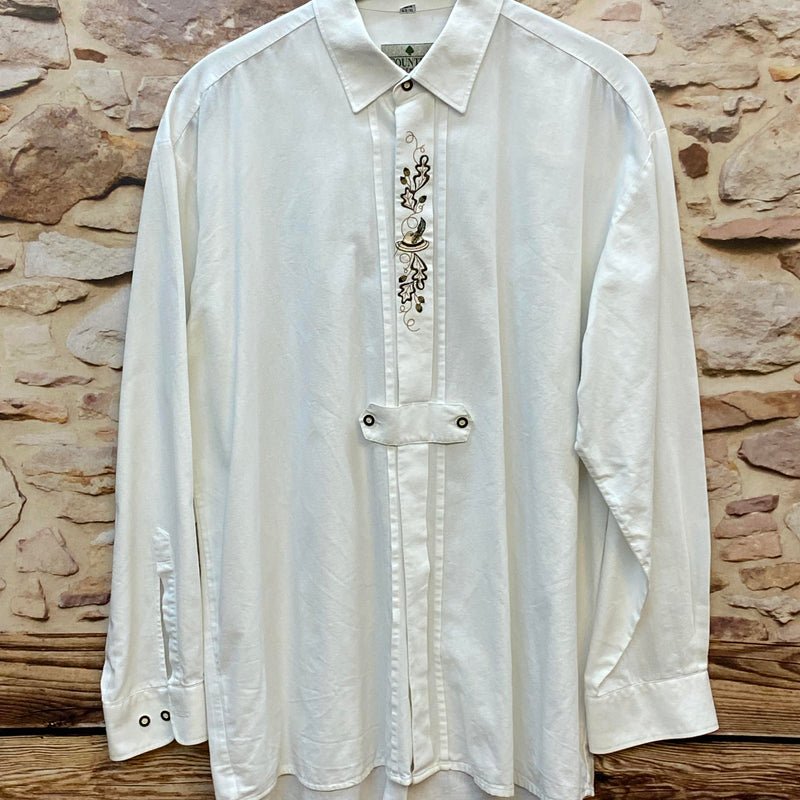 „Weißes Trachtenhemd Herren Größe 43 XL von Country Fashion mit Stickerei“