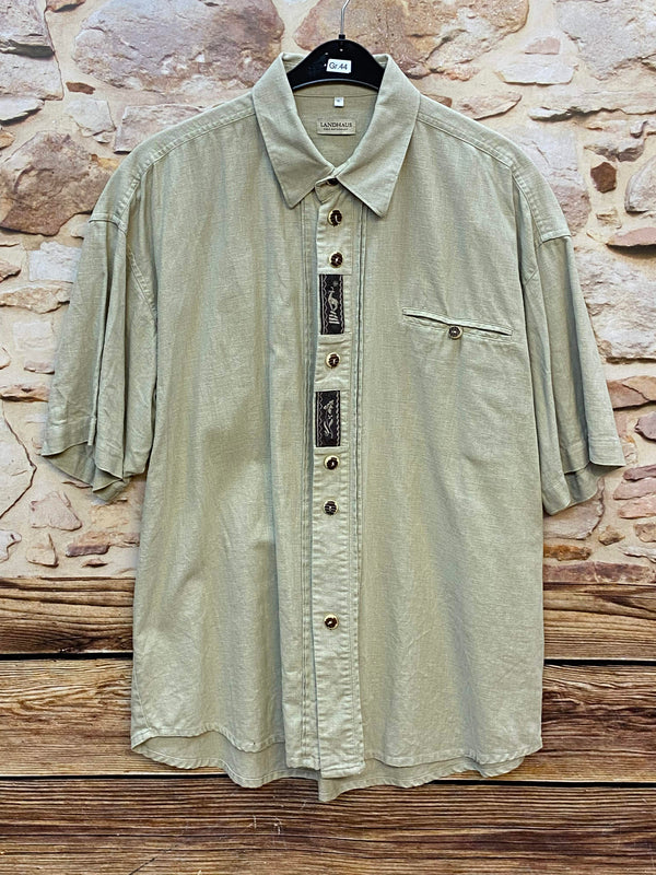 „Trachtenhemd Herren beige Leinen kurzarm Landhaus Größe 44“