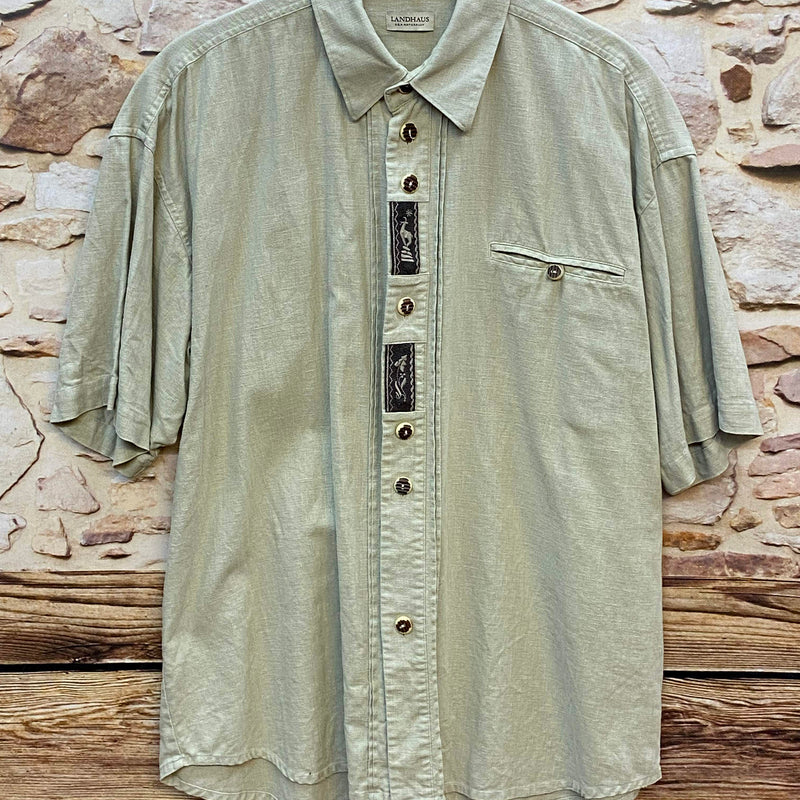 „Trachtenhemd Herren beige Leinen kurzarm Landhaus Größe 44“