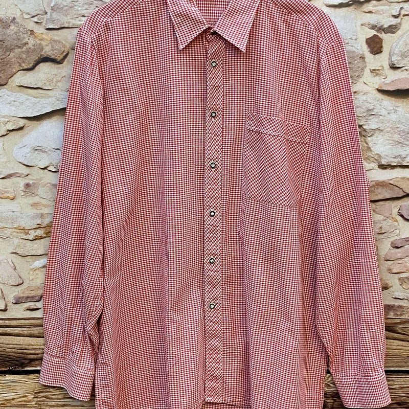 „Vintage Trachtenhemd Herren rot kariert Größe 42“