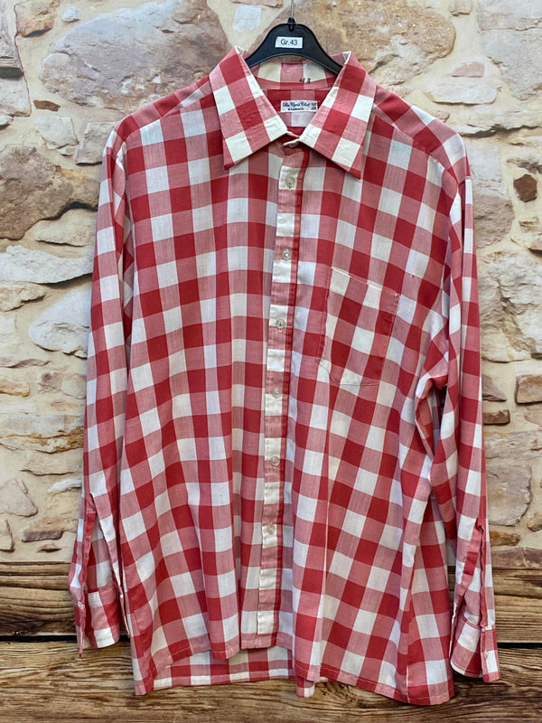 „Vintage Trachtenhemd Herren rot-weiß großkariert von The Men’s Club Elsbach in Größe 43“