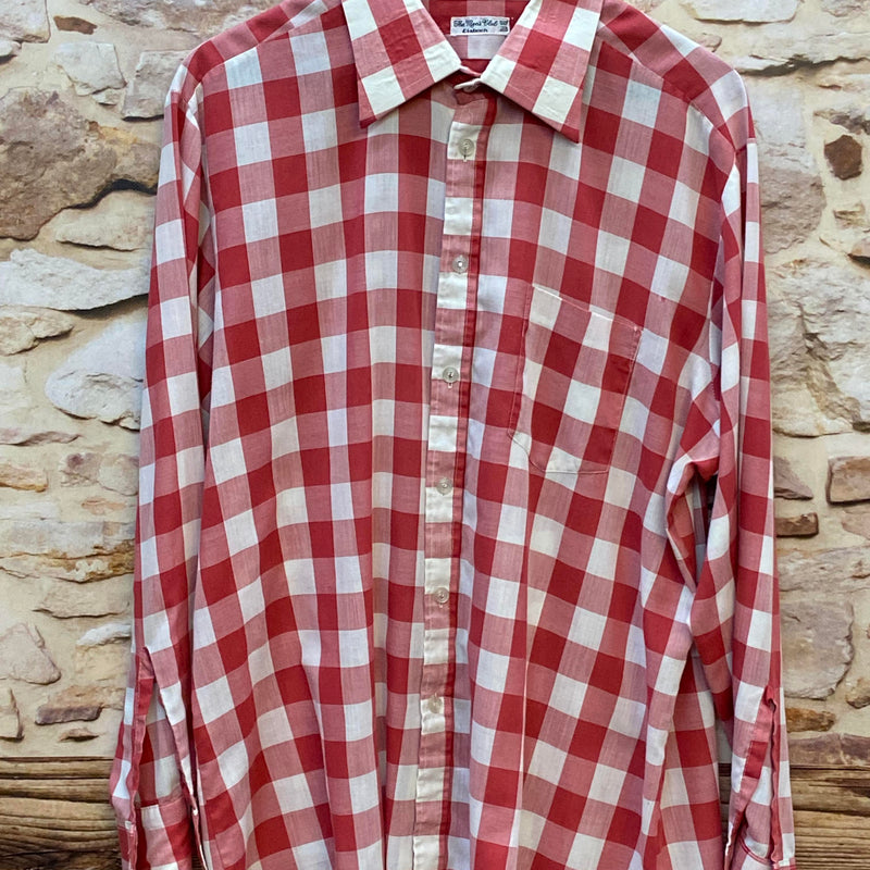 „Vintage Trachtenhemd Herren rot-weiß großkariert von The Men’s Club Elsbach in Größe 43“