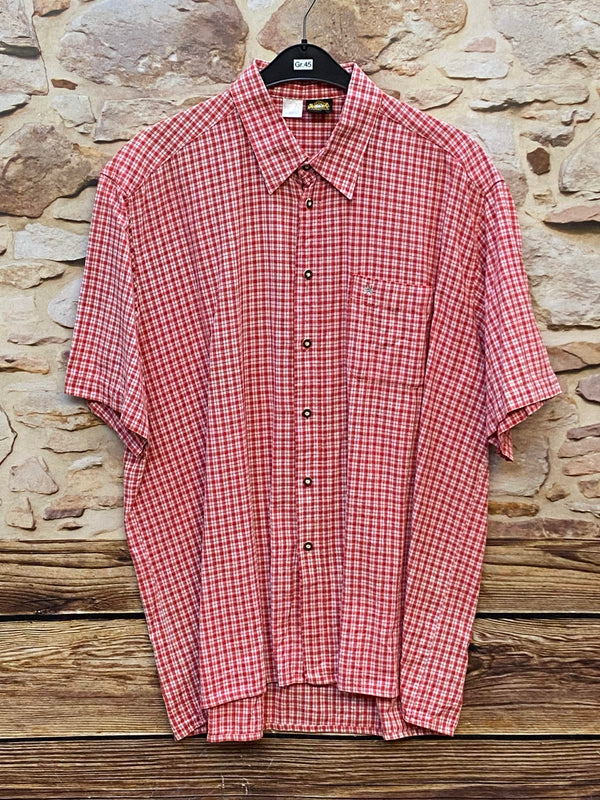 „Vintage Trachtenhemd Herren Karo rot weiß mit Brusttasche“