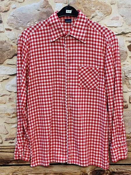 „Vintage Trachtenhemd Herren in Rot-Weiß kariert von Seidensticker Alpenland Gr. 41“