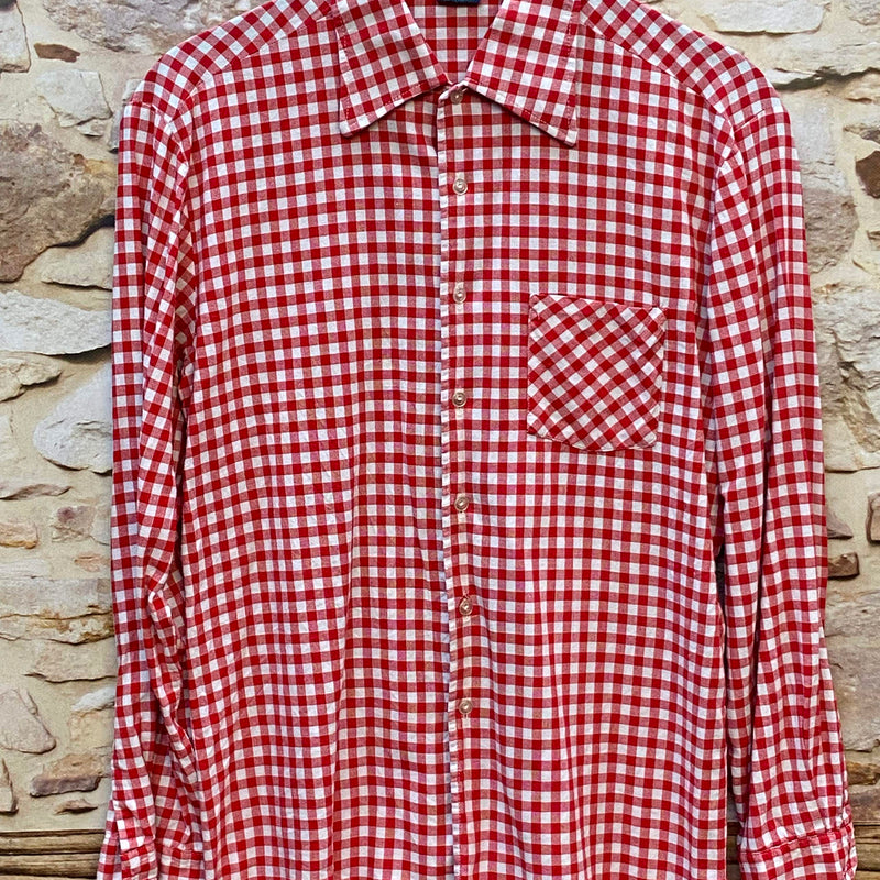 „Vintage Trachtenhemd Herren in Rot-Weiß kariert von Seidensticker Alpenland Gr. 41“