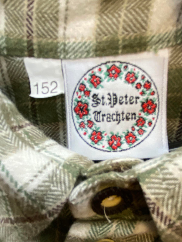 Trachtenhemd Jungen – kariert in Grün | St. Peter Trachten | Gr. 152
