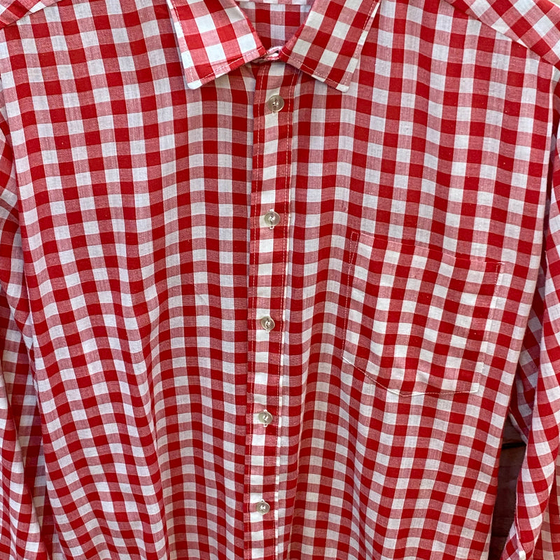 „Karomuster Hemd Trachtenstil rot weiß Vintage Herren“