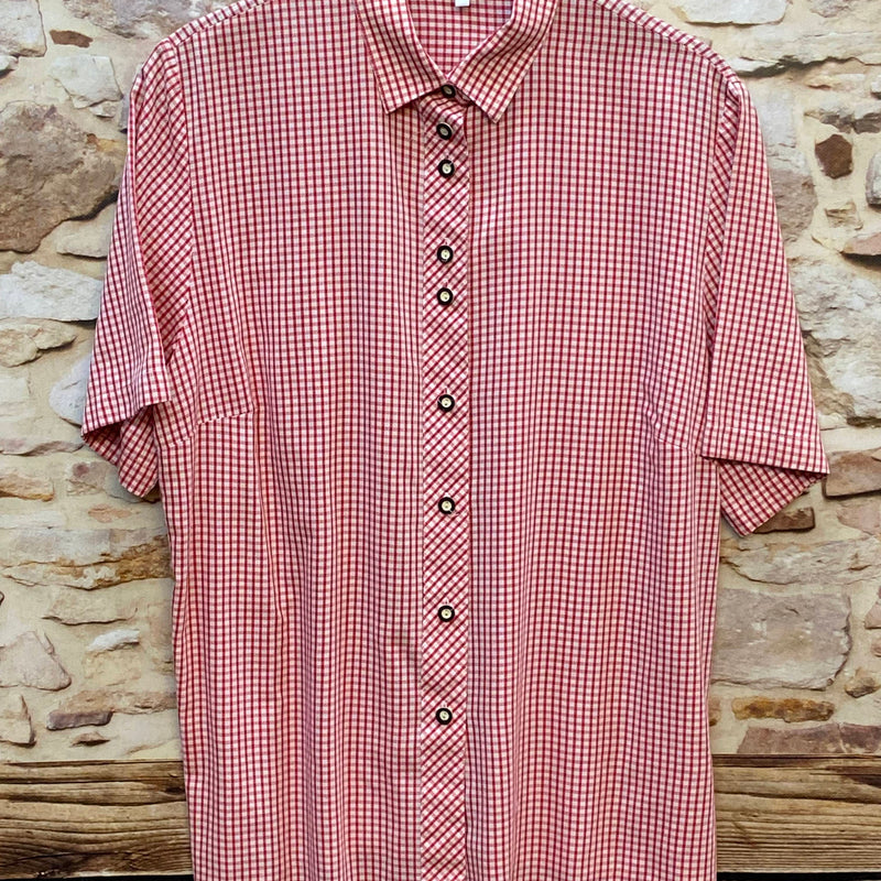 „Vintage Trachtenhemd Herren von Trend Fashion in Rot-Weiß kariert, Kurzarm, Größe 46, aus Baumwolle“