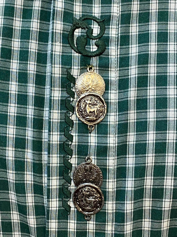 Trachtenhemd  – Grün kariert – Größe 41/42