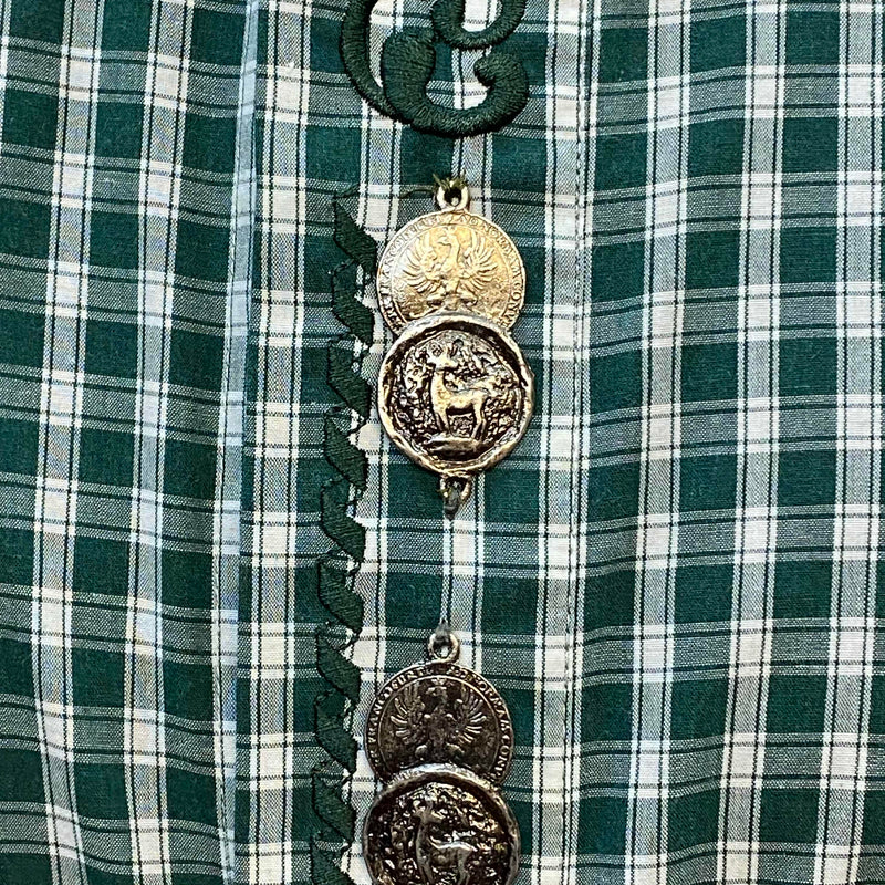 Trachtenhemd  – Grün kariert – Größe 41/42