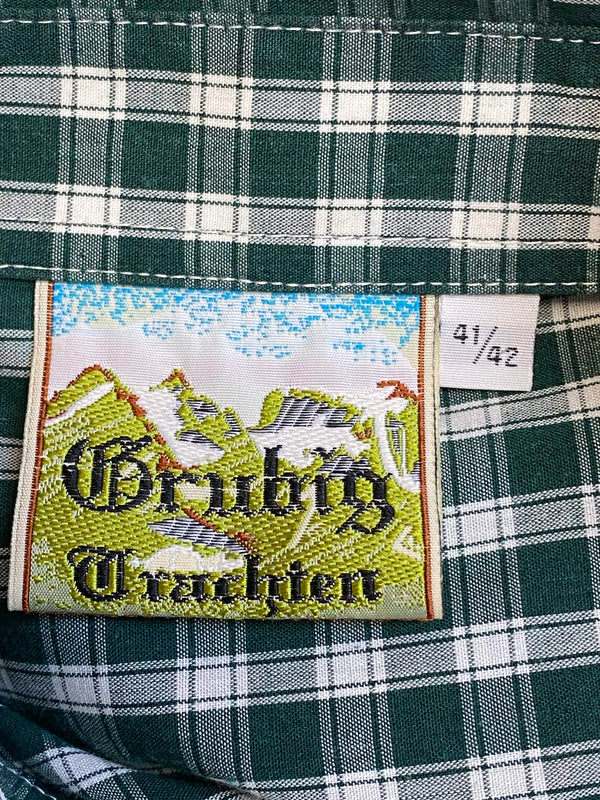 Trachtenhemd  – Grün kariert – Größe 41/42
