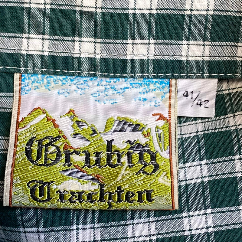 Trachtenhemd  – Grün kariert – Größe 41/42