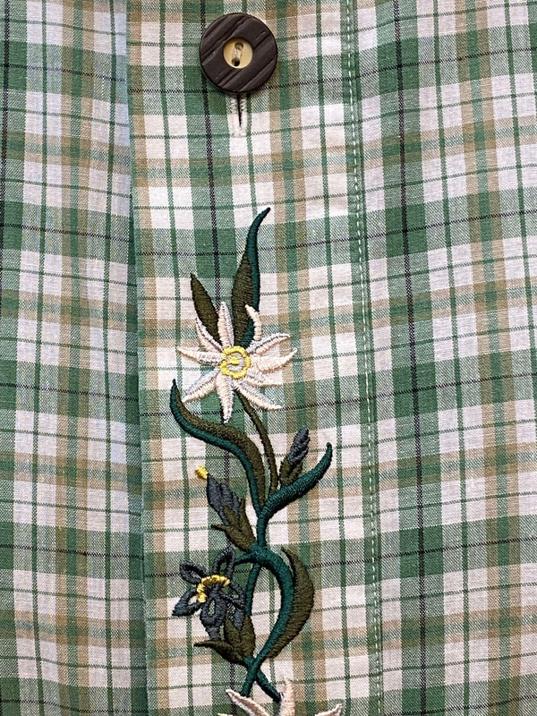 Trachtenhemd - mit Edelweiß-Stickerei – Gr. 41