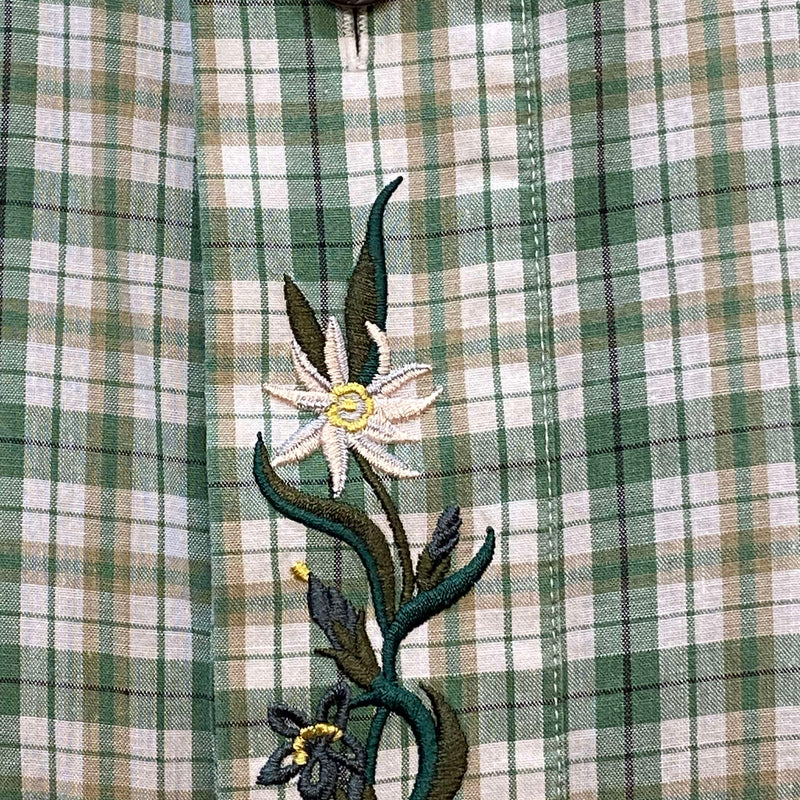 Trachtenhemd - mit Edelweiß-Stickerei – Gr. 41