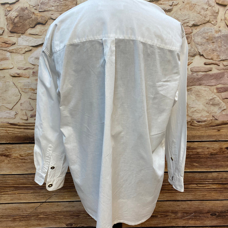 Vintage Herren Trachtenhemd Weiß mit Stickerei | Alphorn