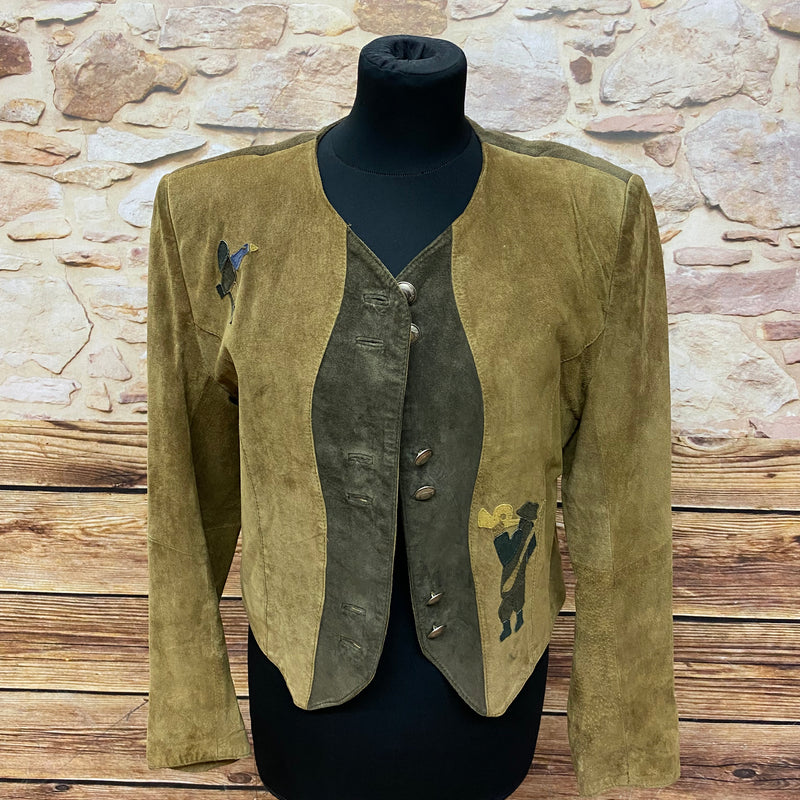  Trachtenjacke Vintage Jacke kurz Damen Gr.36 Echtleder