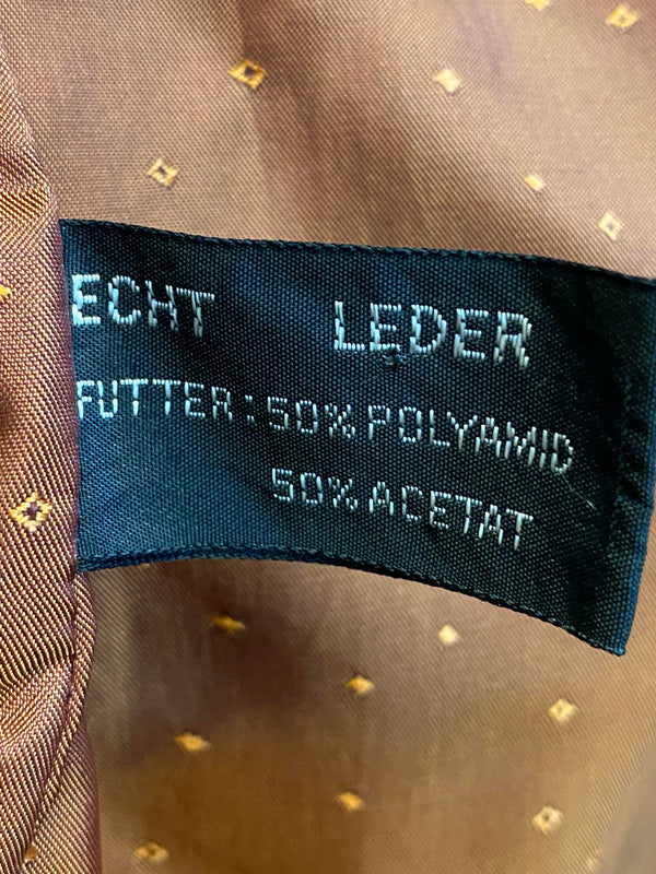 Trachtenjacke Herren Leder braun Vintage mit Stickerei & Hirschhornknöpfen Gr. 50, Ansicht 5