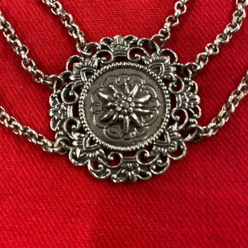 Vintage Trachtenkette Collier dreireihig, in silber mit Edelweiß-Motiv