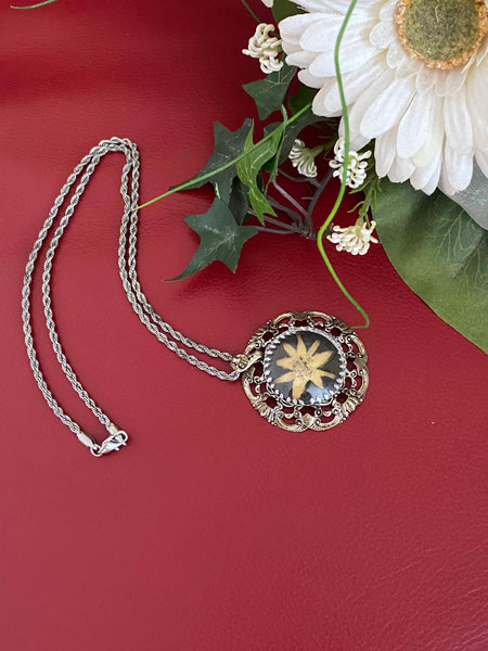 Trachtenkette mit Edelweiß-Motiv, silber