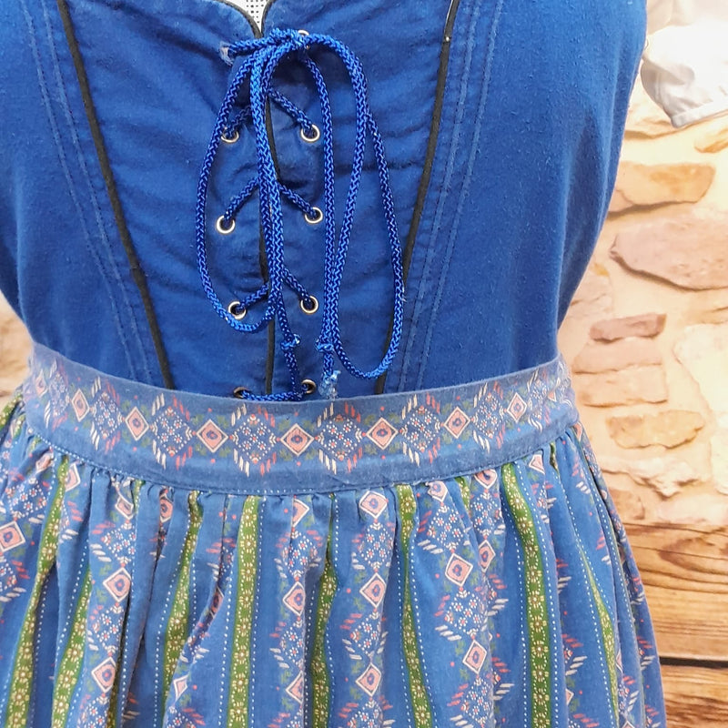Vintage Dirndl Trachtenkleid lang Gr.38, blau