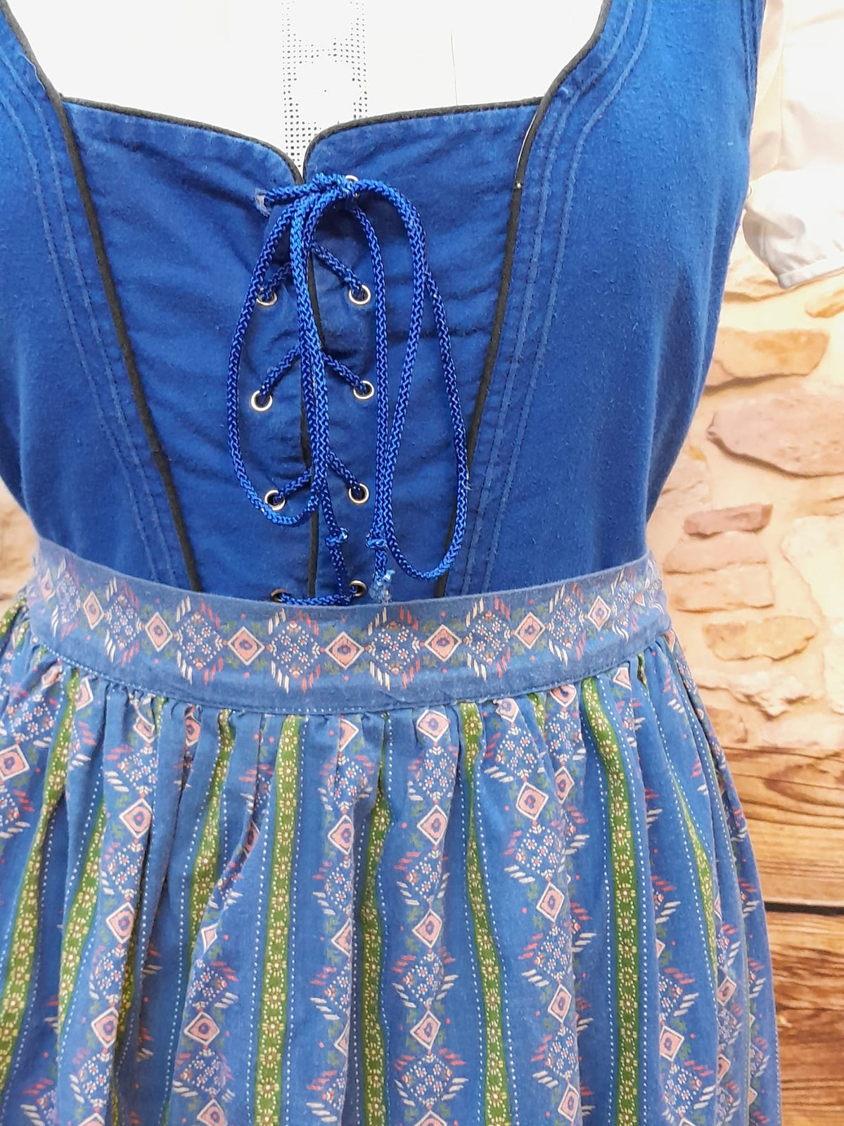 Vintage Dirndl Trachtenkleid lang Gr.38, blau