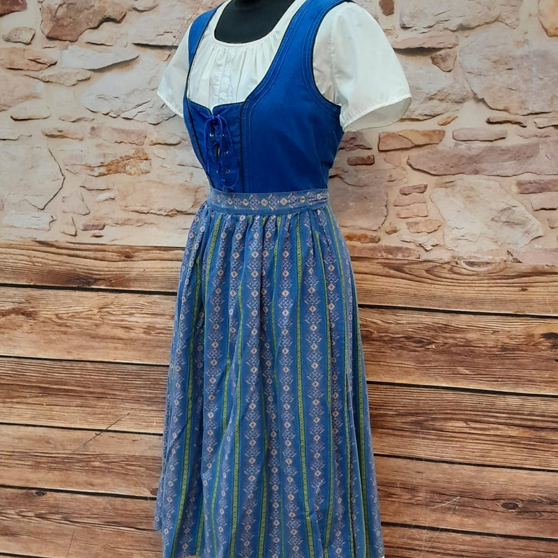 Vintage Dirndl Trachtenkleid lang Gr.38, blau