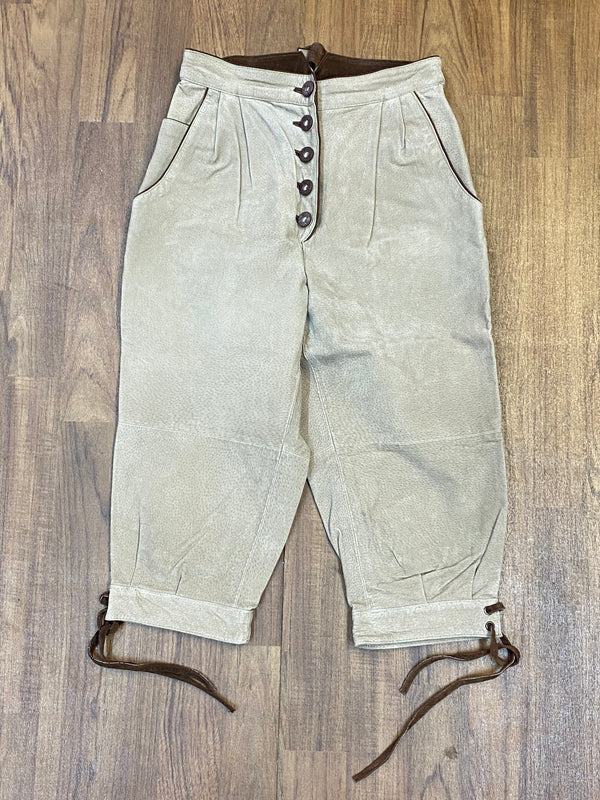 Damen Trachtenlederhose Kniebundlederhose Gr.36 Vintage in beige