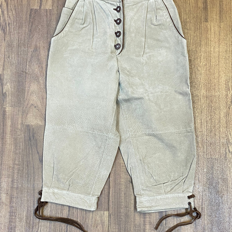 Damen Trachtenlederhose Kniebundlederhose Gr.36 Vintage in beige