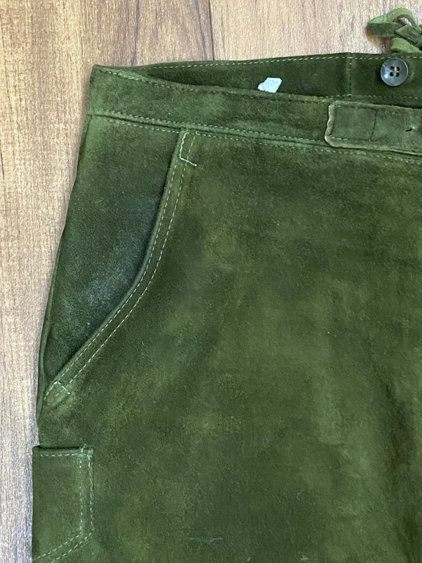 Dunkelgrüne Vintage Kniebundlederhose von Kettner Gr.54