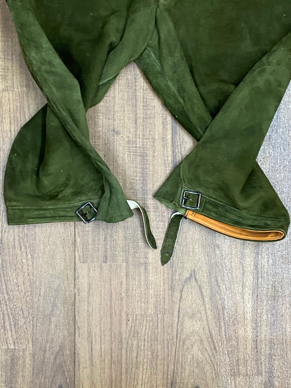 Dunkelgrüne Vintage Kniebundlederhose von Kettner Gr.54