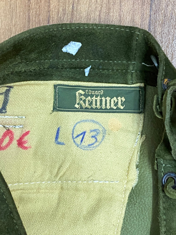 Dunkelgrüne Vintage Kniebundlederhose von Kettner Gr.54
