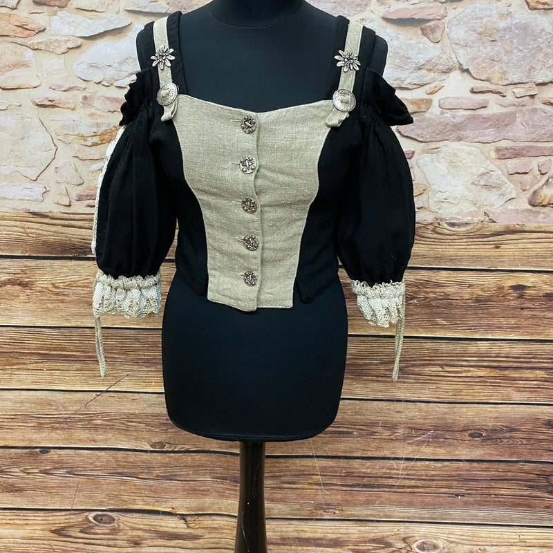 Trachtenmieder – Schwarz/Beige, Größe 36, Landhausstil, Made in Italy