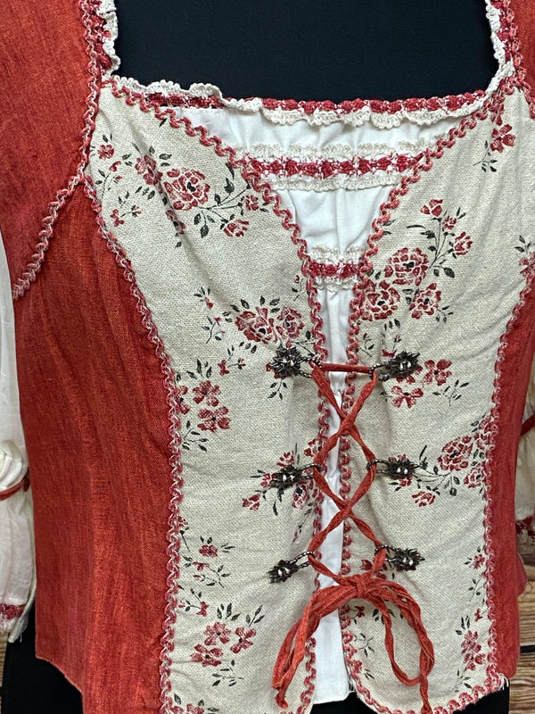 Damen Trachtenmieder von Landhaus – Rotbraun/Beige, Größe 46