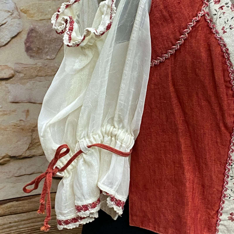Damen Trachtenmieder von Landhaus – Rotbraun/Beige, Größe 46